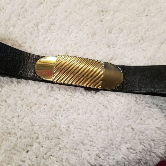 Vtg Accessocraft NYC Black/Gold Belt - Picture 1 of 10